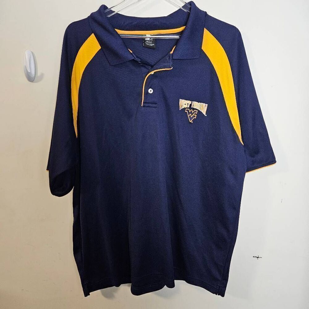 VINTAGE West Virginia Mountaineers STARTER Polo Shirt Mens XL WVU 100% Poly